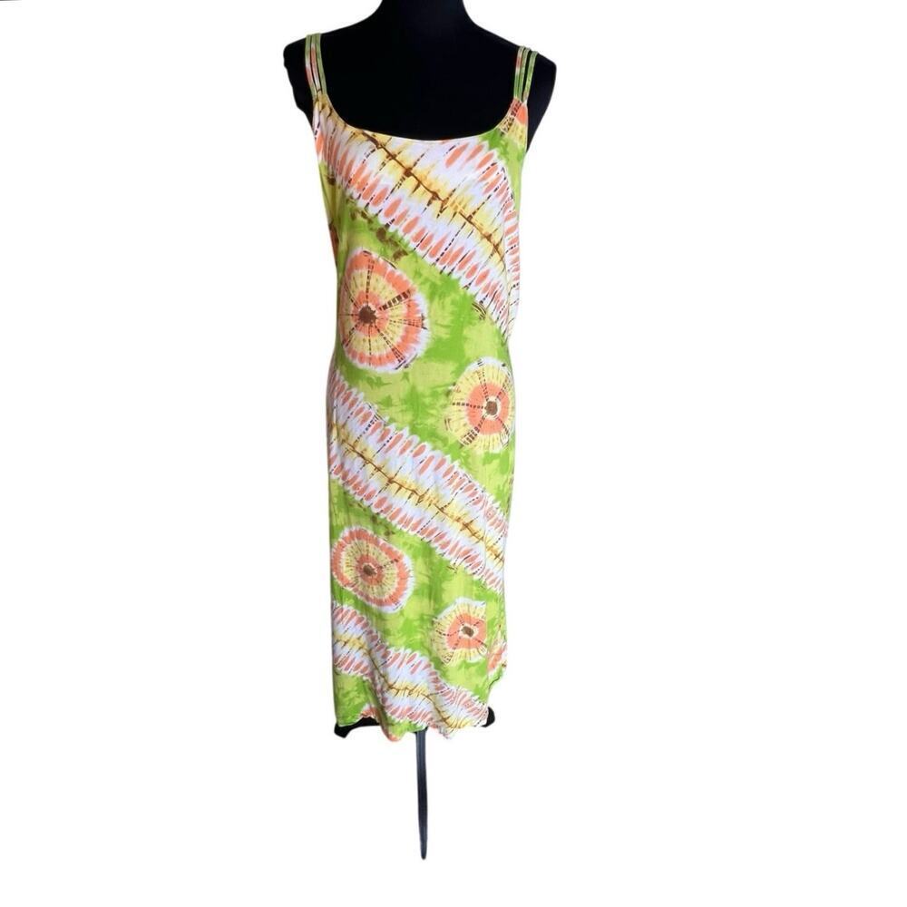 Jamin Fashion ladies size XL Sleeveless strap tie-dye Boho hippie belt sundress